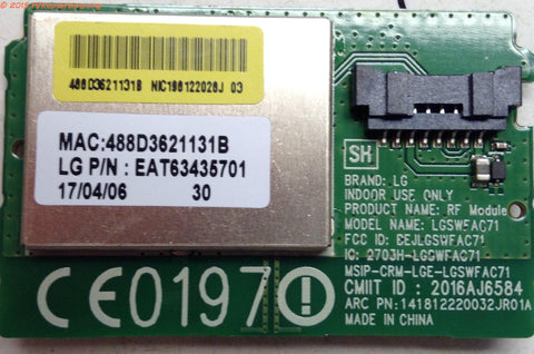 LG 49UJ6300 4K Smart TV Wifi Adapter- EAT63435701
